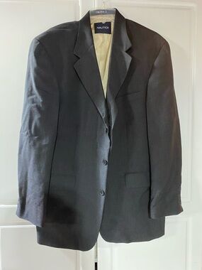 Nautica Men's Dark Grey Three-Button Blazer